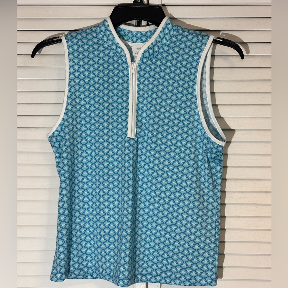 Sigrid Olsen Turquoise Patterned Golf Tennis Tank NWT Size L